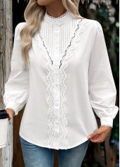 Raw White Tummy Coverage Long Sleeve Stand Collar Blouse | thumb picture 