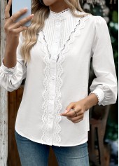Raw White Tummy Coverage Long Sleeve Stand Collar Blouse | thumb picture 