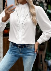 Raw White Tummy Coverage Long Sleeve Stand Collar Blouse | thumb picture 