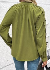 Grass Green Tummy Coverage Long Sleeve V Neck Blouse | thumb picture 