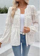 Beige Peplum Ditsy Floral Print Long Sleeve Blouse | thumb picture 