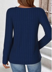 Navy Long Sleeve Round Neck T Shirt | thumb picture 