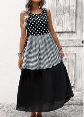 Black Tummy Coverage Polka Dot Sleeveless Round Neck Dress | thumb picture 