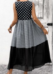 Black Tummy Coverage Polka Dot Sleeveless Round Neck Dress | thumb picture 
