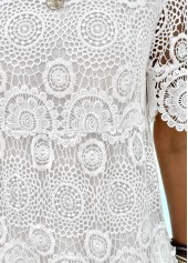 White Tummy Coverage Short Sleeve Scoop Neck Dress | thumb picture 