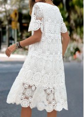 White Tummy Coverage Short Sleeve Scoop Neck Dress | thumb picture 