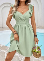 Sage Green Tummy Coverage Short Sleeve Heart Collar Dress | thumb picture 