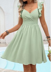 Sage Green Tummy Coverage Short Sleeve Heart Collar Dress | thumb picture 