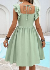 Sage Green Tummy Coverage Short Sleeve Heart Collar Dress | thumb picture 
