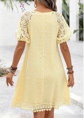 Light Yellow Tummy Coverage A Line Short Sleeve Dress | thumb picture 