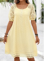 Light Yellow Tummy Coverage A Line Short Sleeve Dress | thumb picture 