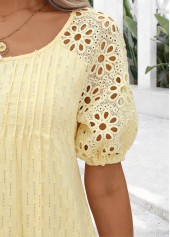 Light Yellow Tummy Coverage A Line Short Sleeve Dress | thumb picture 
