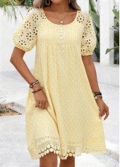 Light Yellow Tummy Coverage A Line Short Sleeve Dress | thumb picture 