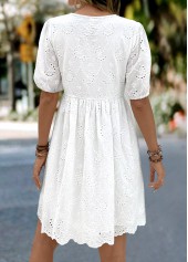 White Tummy Coverage Half Sleeve V Neck Dress | thumb picture 