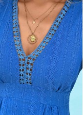 Royal Blue Tummy Coverage Short Sleeve V Neck Dress | thumb picture 