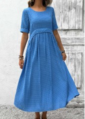 Sky Blue Tummy Coverage Short Sleeve Scoop Neck Dress | thumb picture 