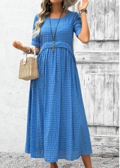Sky Blue Tummy Coverage Short Sleeve Scoop Neck Dress | thumb picture 