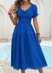 Blue Tummy Coverage Short Sleeve V Neck Dress | thumb picture 