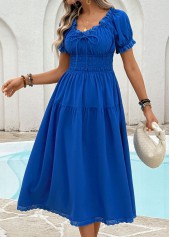 Blue Tummy Coverage Short Sleeve V Neck Dress | thumb picture 
