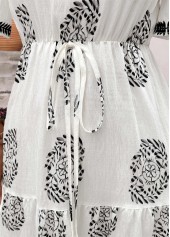White Bohemian Print Tummy Coverage Short Sleeve Dress | thumb picture 