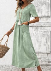 Sage Green Tummy Coverage Short Sleeve V Neck Dress | thumb picture 