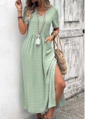 Sage Green Tummy Coverage Short Sleeve V Neck Dress | thumb picture 