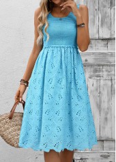 Sky Blue Tummy Coverage Sleeveless Square Neck Dress
