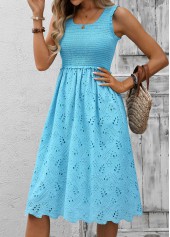 Sky Blue Tummy Coverage Sleeveless Square Neck Dress | thumb picture 
