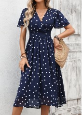 Navy Tummy Coverage Polka Dot Short Sleeve Dress | thumb picture 