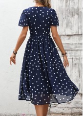 Navy Tummy Coverage Polka Dot Short Sleeve Dress | thumb picture 