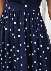 Navy Tummy Coverage Polka Dot Short Sleeve Dress | thumb picture 