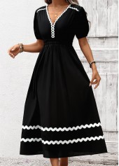 Black Tummy Coverage Maxi Short Sleeve V Neck Dress | thumb picture 