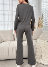 Dark Grey Long Sleeve Lounge Top and Pants | thumb picture 