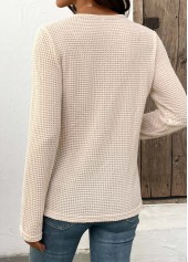 Beige Patchwork Long Sleeve V Neck T Shirt | thumb picture 