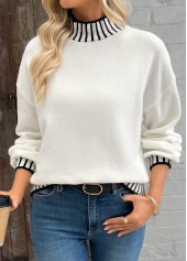 White Tummy Coverage Long Sleeve High Neck Sweater | thumb picture 