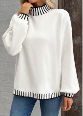 White Tummy Coverage Long Sleeve High Neck Sweater | thumb picture 