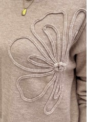 Light Camel Tummy Coverage Long Sleeve Round Neck Sweater | thumb picture 