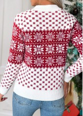 Christmas Wine Red Tummy Coverage Snowflake Print Sweater | thumb picture 