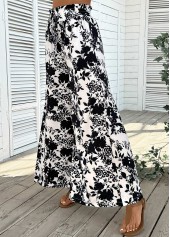 Beige Pocket Plants Print Wide Leg Elastic Waist Pants | thumb picture 