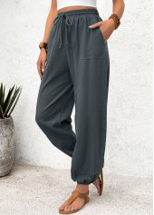 Dark Grey Pocket Jogger Elastic Waist High Waisted Pants | thumb picture 