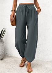 Dark Grey Pocket Jogger Elastic Waist High Waisted Pants | thumb picture 