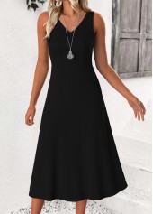 Black Tummy Coverage Striped 3/4 Sleeve Dress and Cardigan | thumb picture 