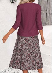 Dusty Purple Tummy Coverage Paisley Print Dress and Cardigan | thumb picture 