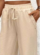 Light Coffee Pocket Wide Leg Elastic Waist Pants | thumb picture 