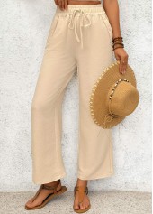 Light Coffee Pocket Wide Leg Elastic Waist Pants | thumb picture 