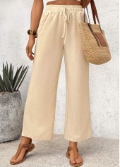 Light Coffee Pocket Wide Leg Elastic Waist Pants | thumb picture 