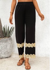 Black Straight Leg Elastic Waist High Waisted Pants | thumb picture 