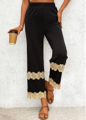 Black Straight Leg Elastic Waist High Waisted Pants | thumb picture 