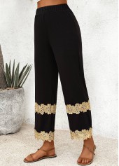 Black Straight Leg Elastic Waist High Waisted Pants | thumb picture 
