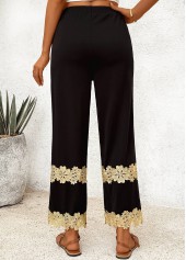 Black Straight Leg Elastic Waist High Waisted Pants | thumb picture 